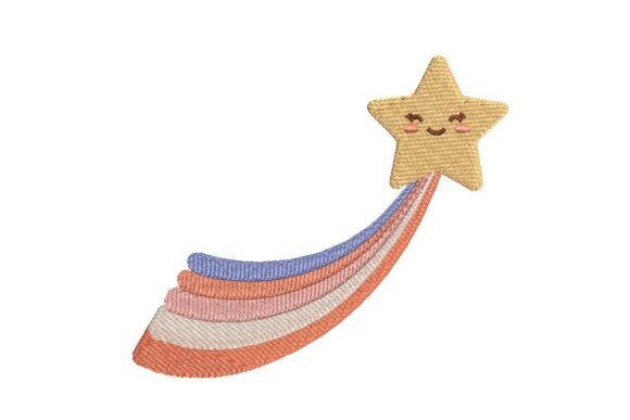 Cute Smiling Shooting Star Embroidery Design