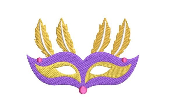 Festive Feathered Masquerade Mask Embroidery Design