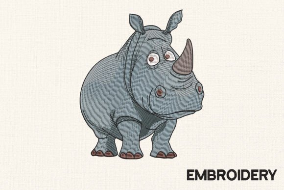 Funny Rhino Embroidery Design for Holiday Collections