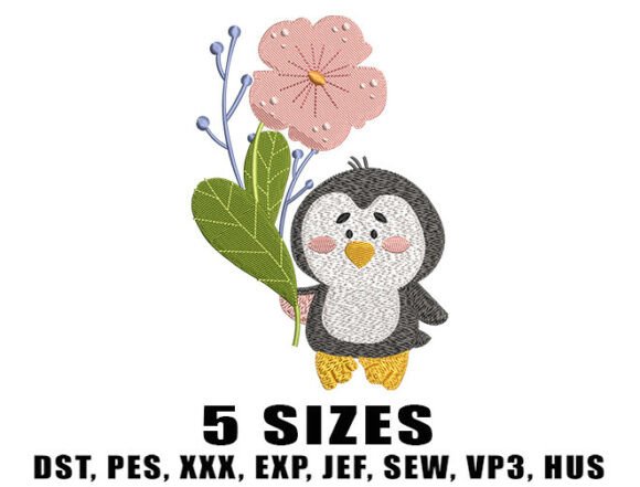 Penguin with Flower Embroidery Design Review