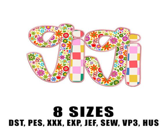 Vintage Colorful Gigi Embroidery Design